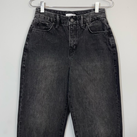 Good American 90s Trouser Jeans 25 Washed Black High Rise Vintage Retro Baggy - Picture 6 of 15